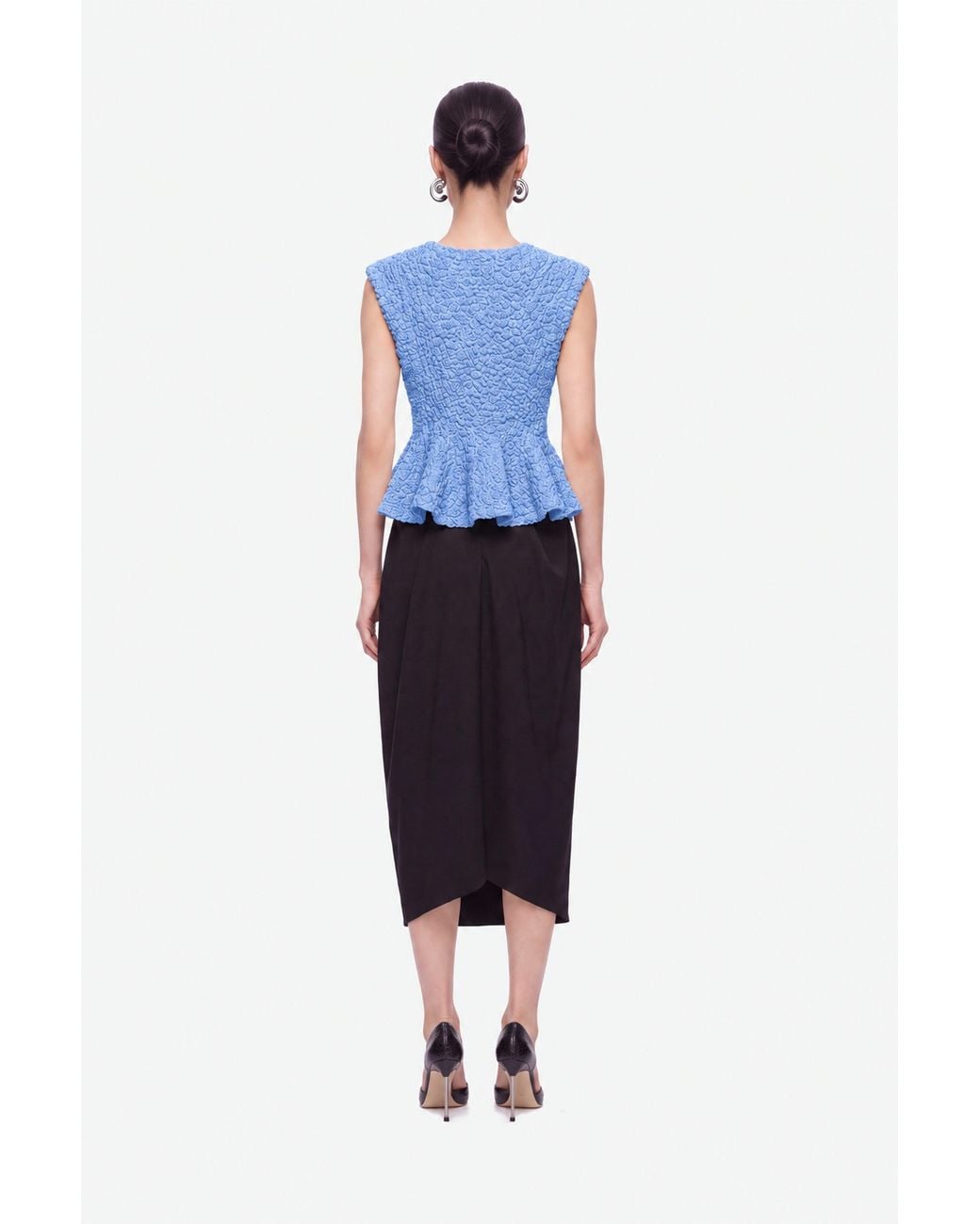 Nocturne Blue Accessory Detail Crew Neck Knit Top