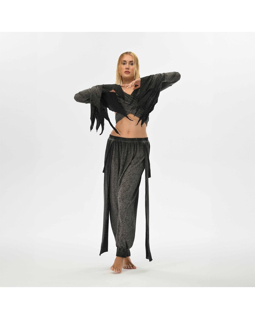 Zhenabia Gray Suhan Harem Pants Charcoal