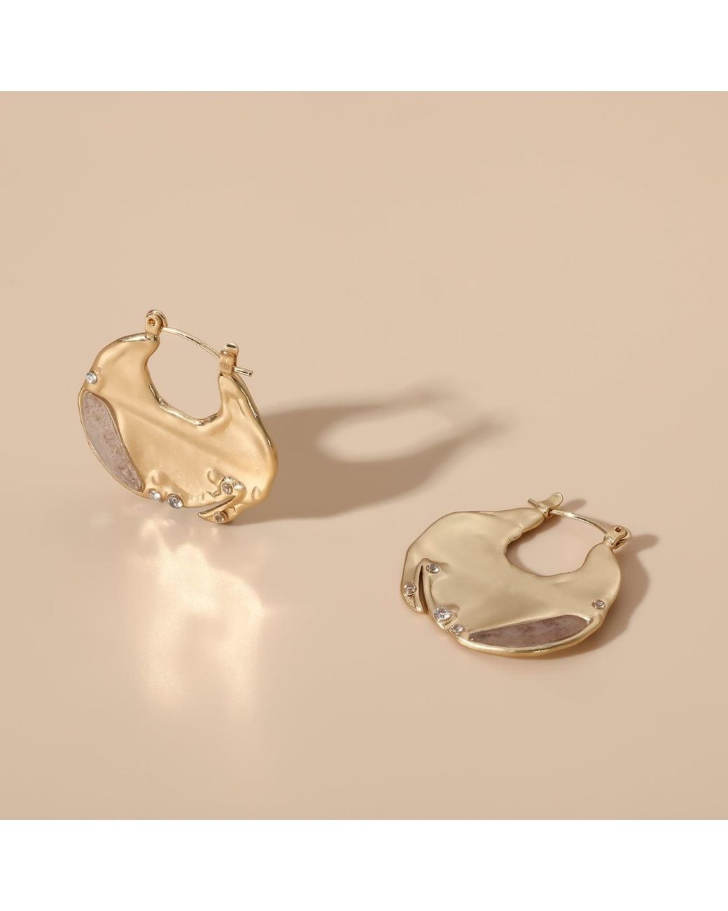 Rare Matters Jewelry Metallic Gemstone Huggie Earrings
