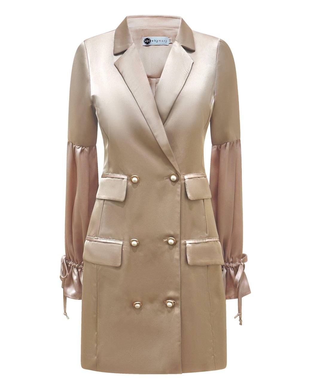 Why Mary Natural Neutrals Double Breasted Coat Dress