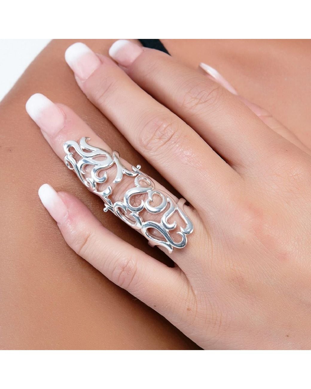 Lucy Quartermaine White Solid Sterling Elements Air Armour Ring