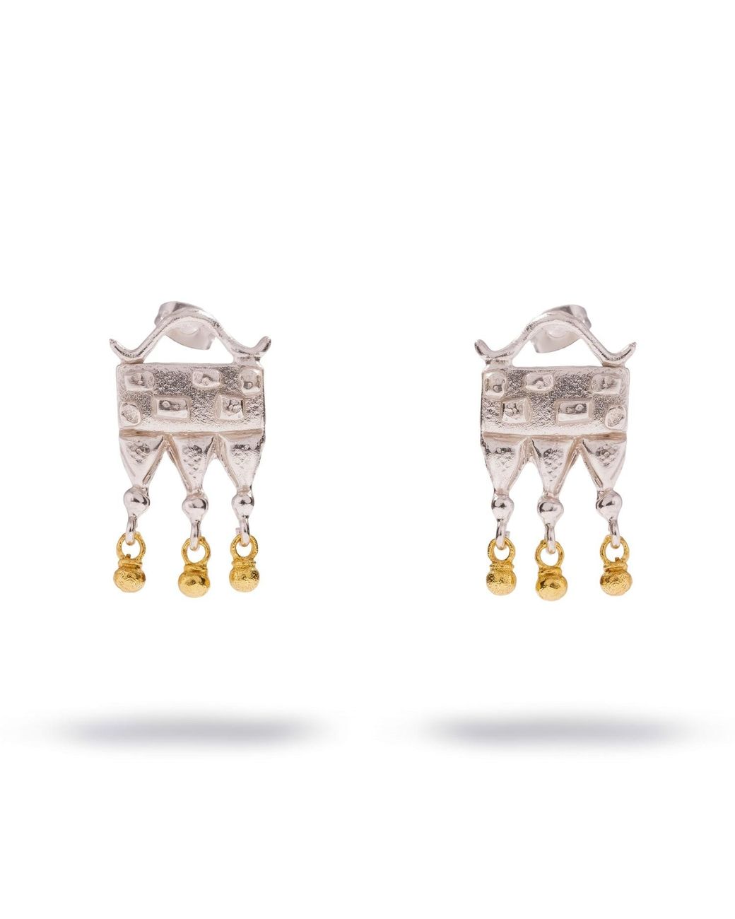 Ebru Jewelry Metallic Mystic Temple Two Tone Statement Earrings