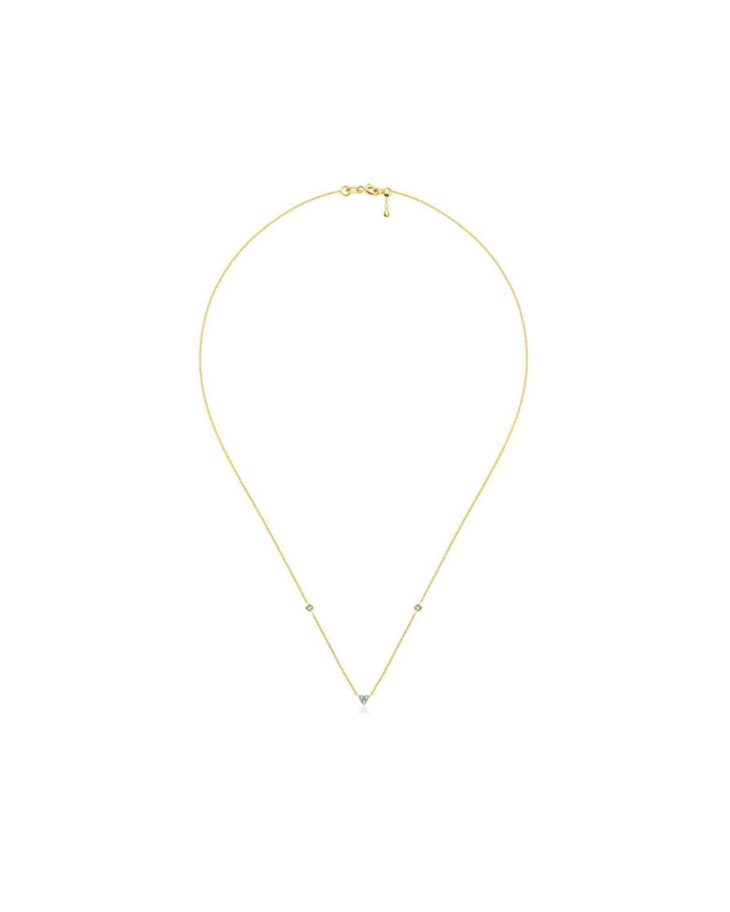 Genevieve Collection Metallic 18k Yellow Gold Trianlgle Shape Diamond Necklace / Choker