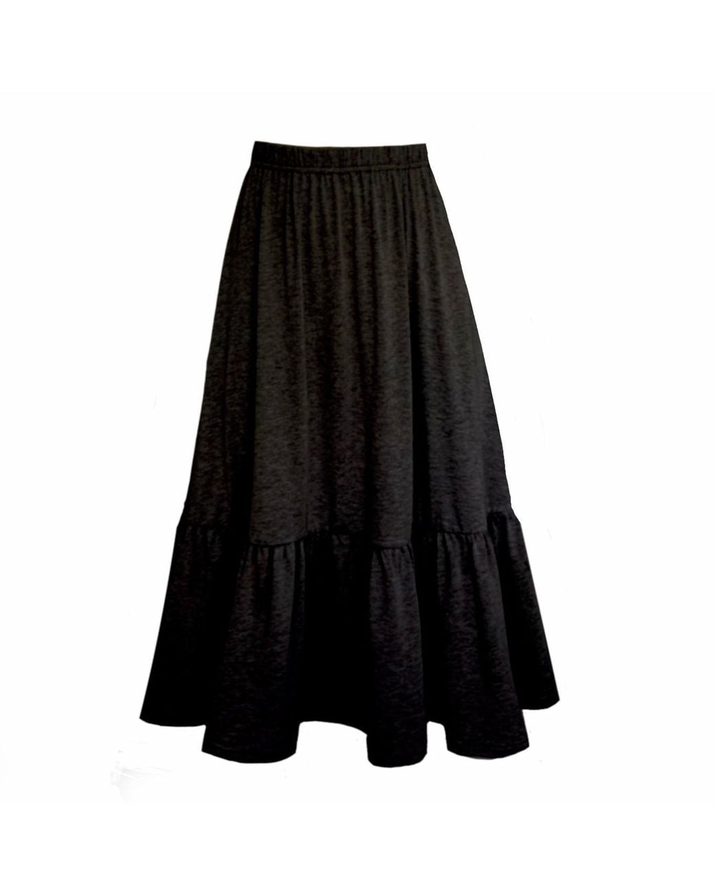Frock Tales Black Boho Gathered Midi Skirt With Pockets