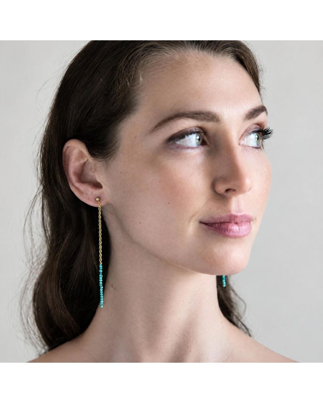 Heather Hawkins Jewelry Metallic Front Back Extra Tiny Gemstone Duster Earrings
