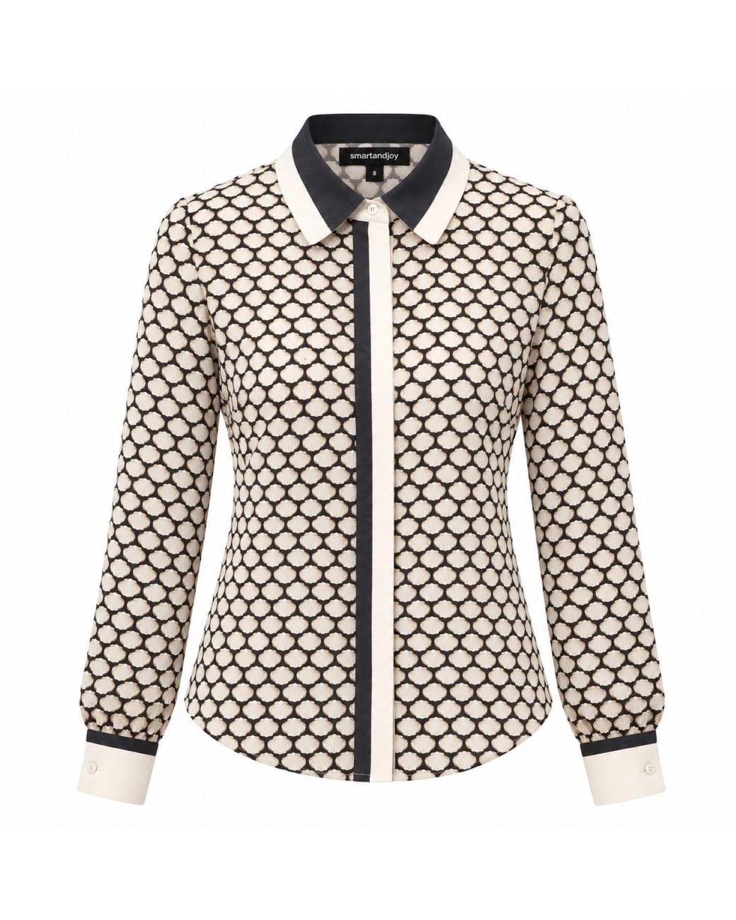 Smart and Joy Black Graphic Print Shirt With Contrast Collar