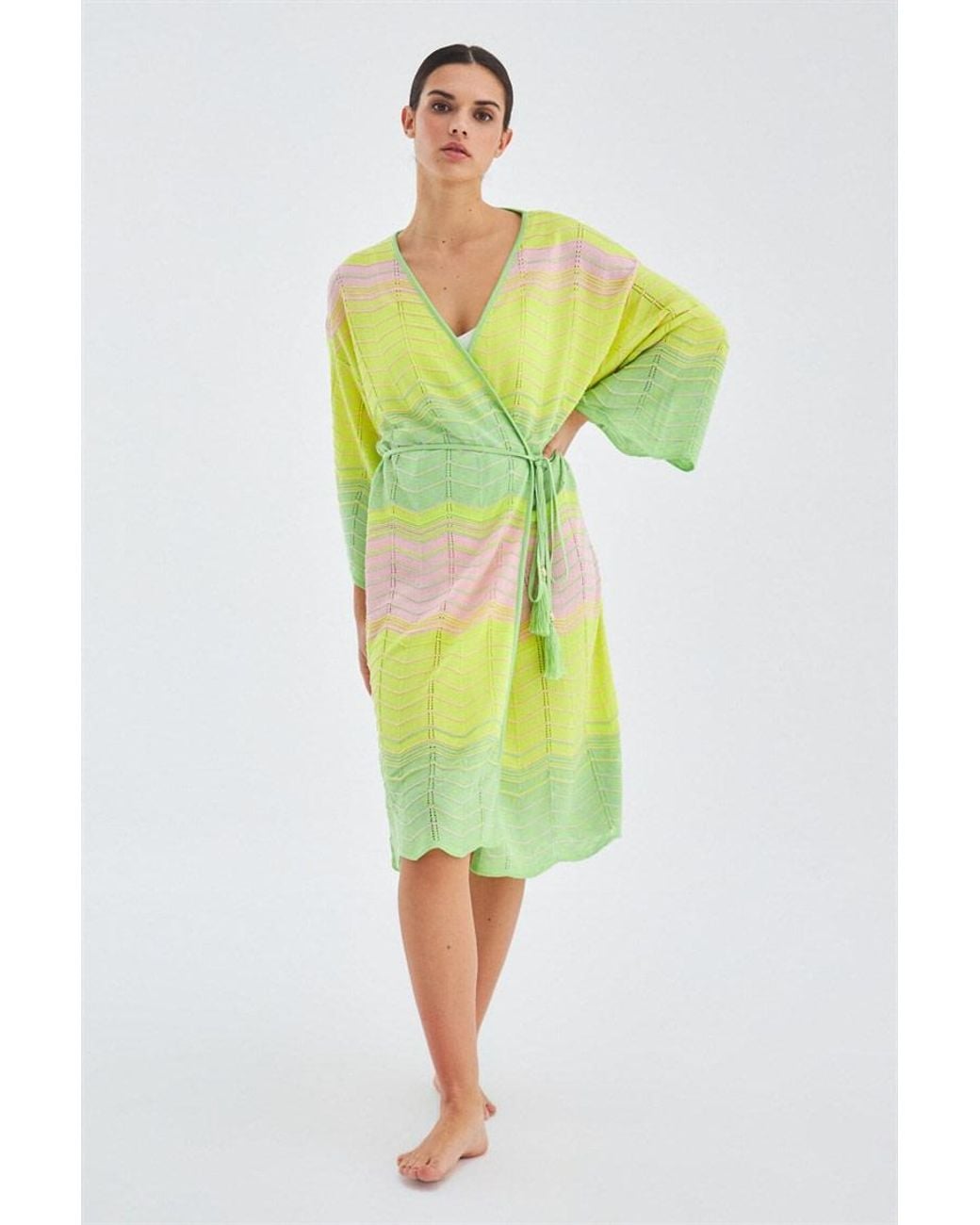 Peraluna Green Sakura Knit Kimono