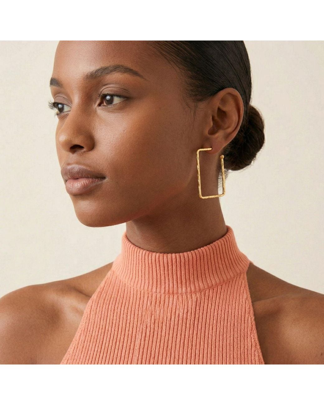 Jaredjamin White Small Squaretastic Hoop Post Earrings