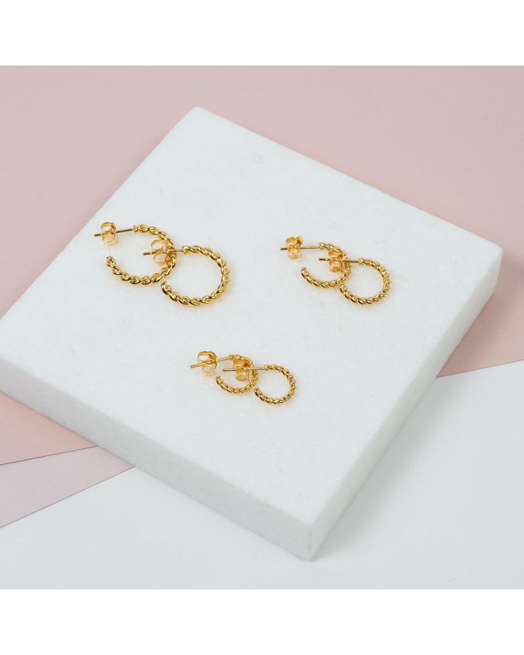 Auree Jewellery Metallic Alhambra Micro Twisted Gold Vermeil Hoop Earrings