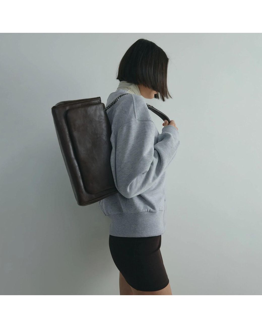 Sd Collection Black Dark Milan Chain Leather Bag