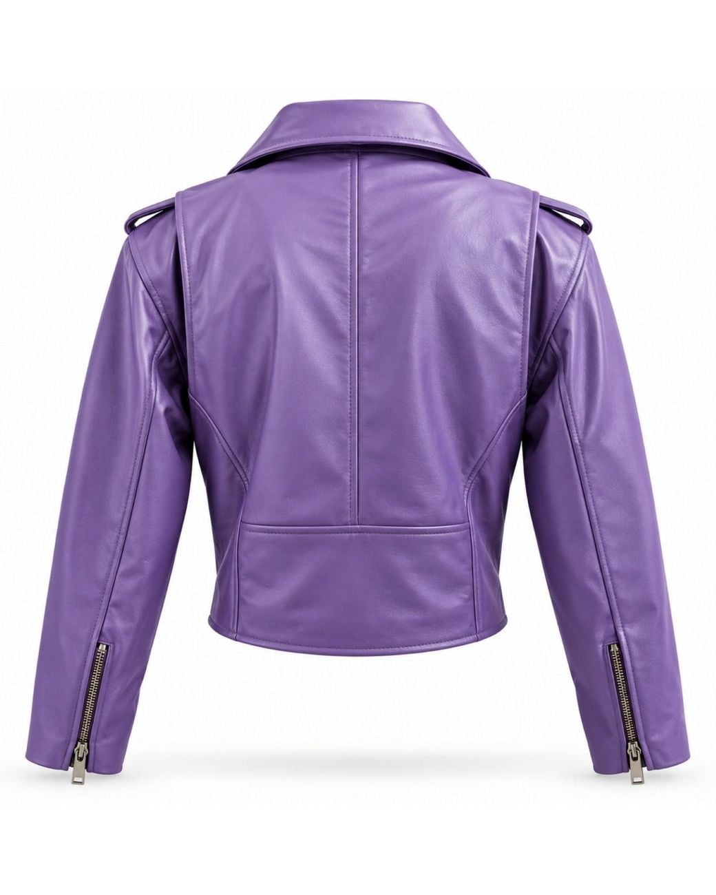 Zasta Studio Purple Cropped Biker Leather Jacket