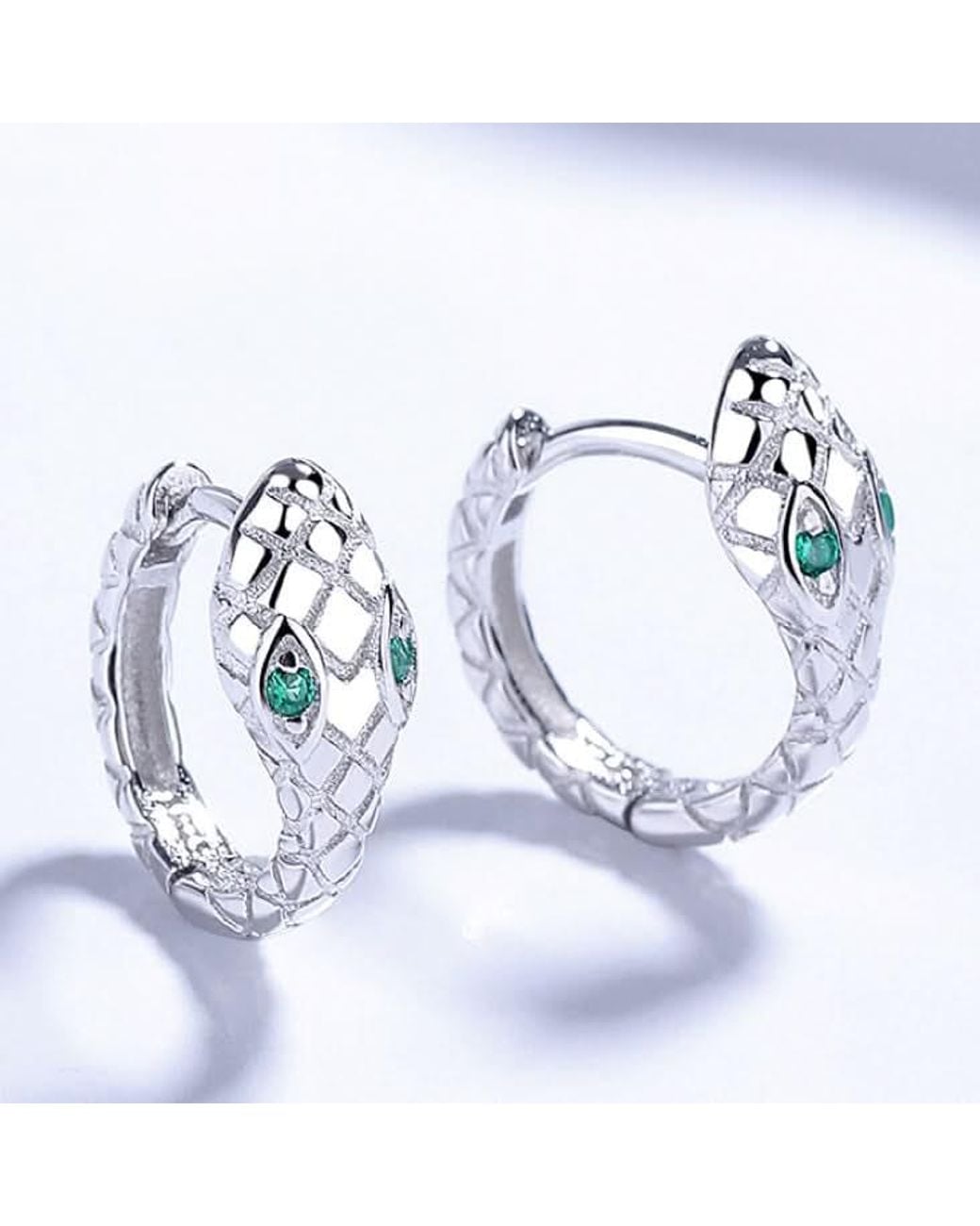 Angel Barocco Blue Small & Dainty Snake Hoops Earrings