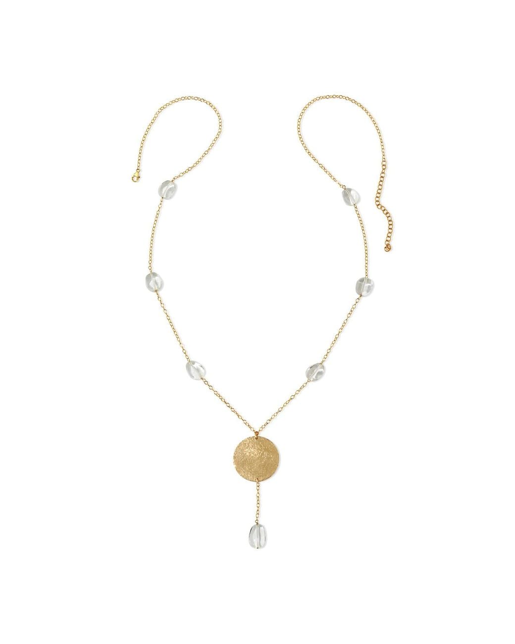 Heather Hawkins Jewelry Metallic Hand Hammered Coin Gemstone Drop Necklace