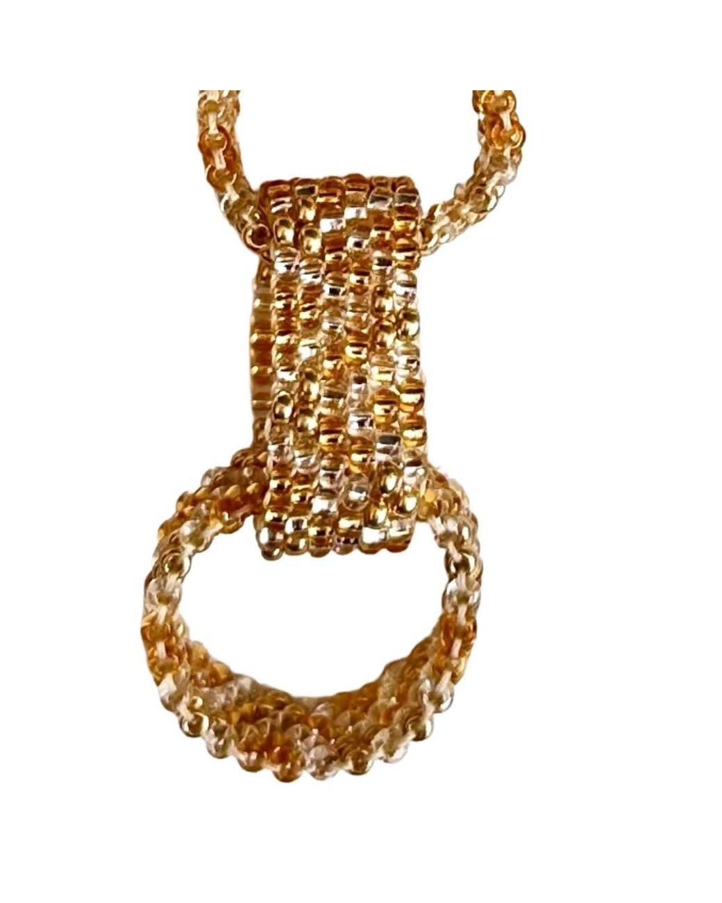 Iliana Arrazola Metallic Bold Chunky Link, Dangle Earrings, Glass Beads, Beaded Jewelry