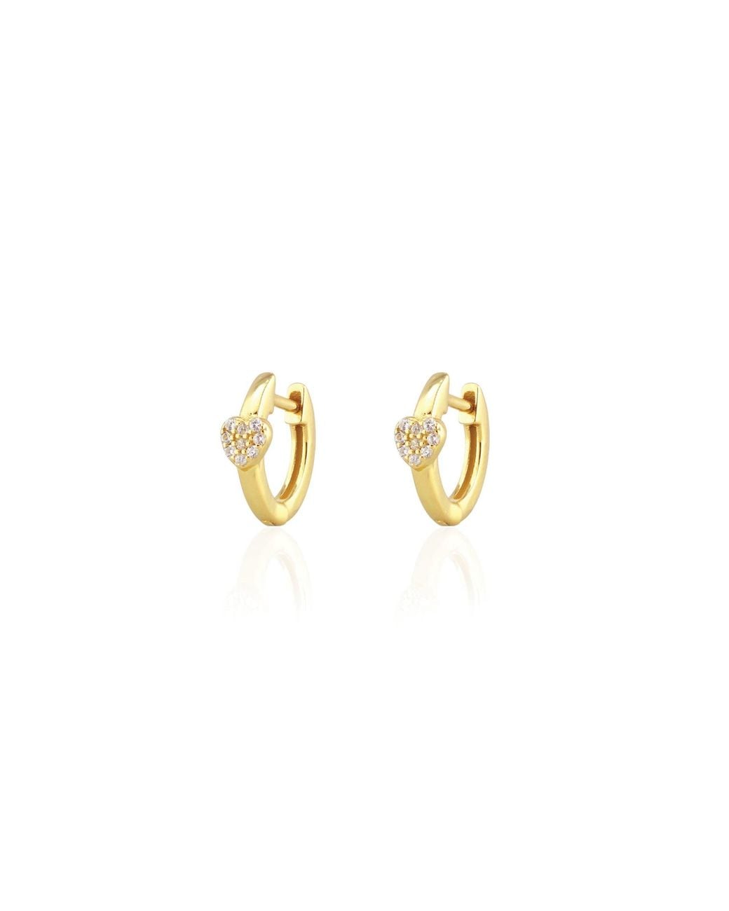 Kris Nations Metallic Heart Crystal Huggie Hoop Earrings