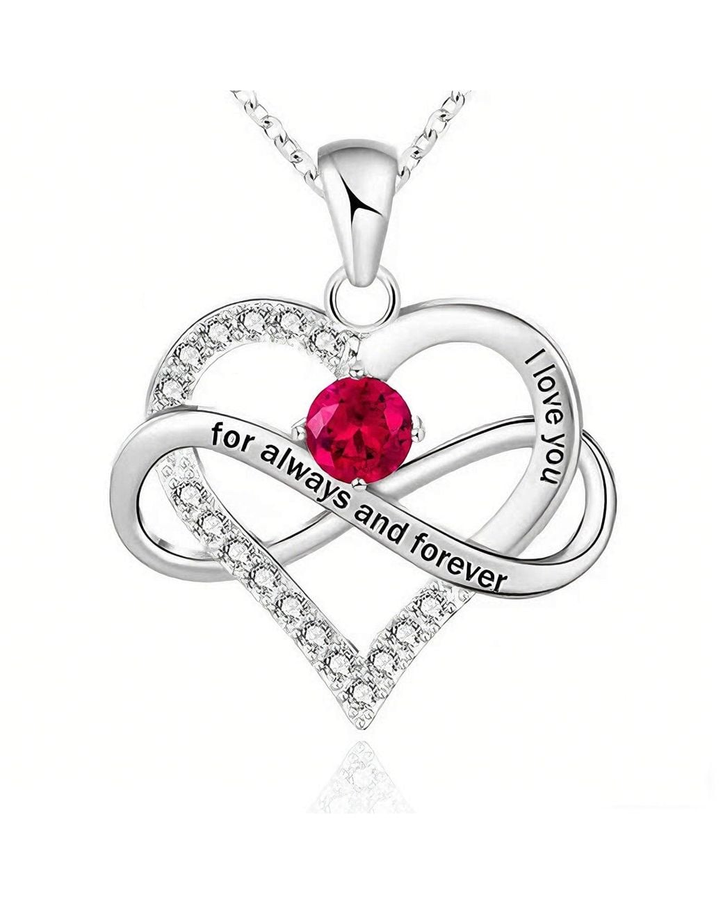 Sophelia Metallic Ruby Gemstone Heart Romantic Love Necklace