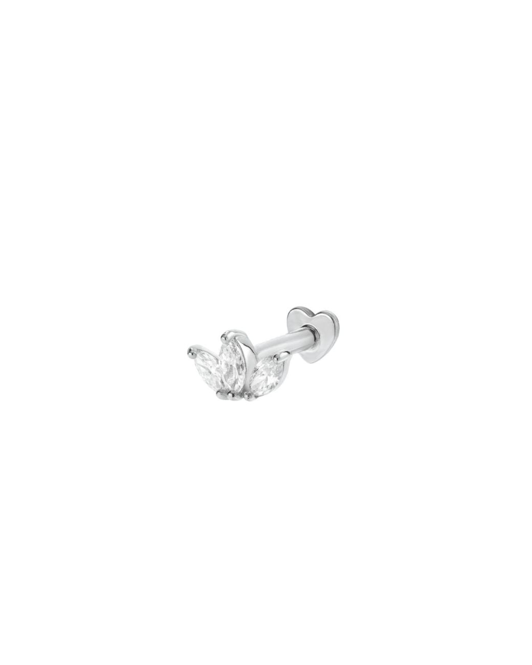 Vanhi White 14K Solid Lab-Grown Diamond Lotus Flat Back Stud