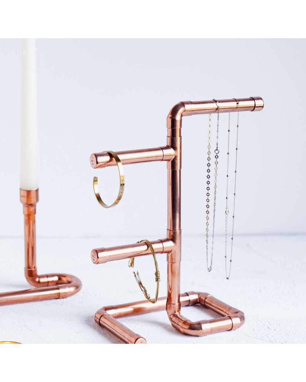 Anatoliacraft Brown Neutrals Copper Jewelry Stand Necklace & Bracelet Holder