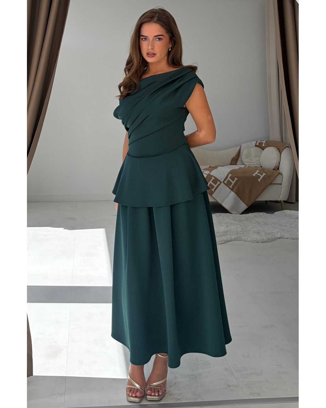 Girl In Mind Blue Connie Peplum Midi Dress