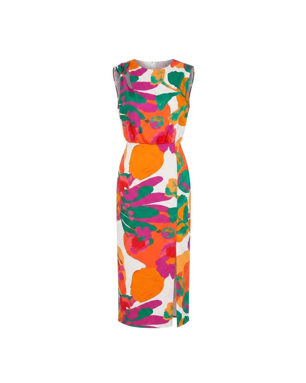 Lalipop Design Red Painterly Floral Sleeveless Midi Dress