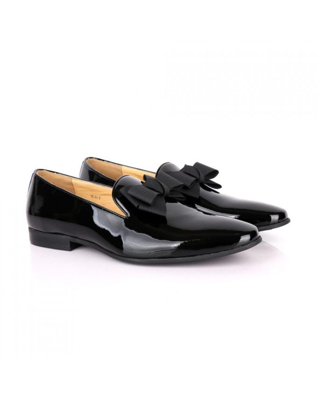 DAVID WEJ Black Alfred Patent Bow Tie Loafers for men
