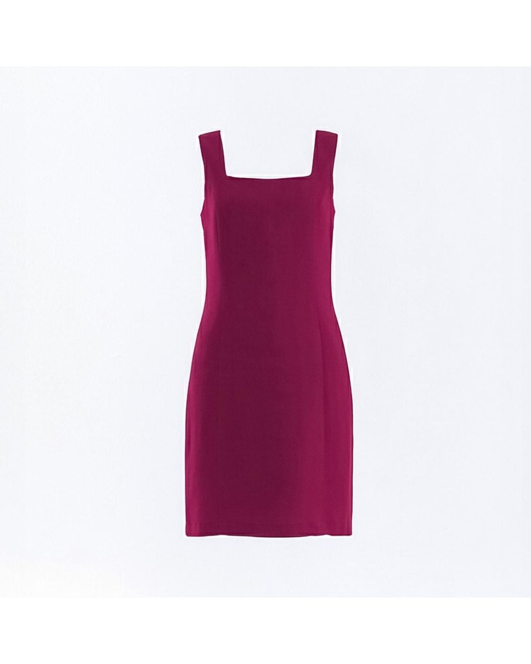 Haris Cotton Purple Mini Linen Dress Square Neckline Pomegranate