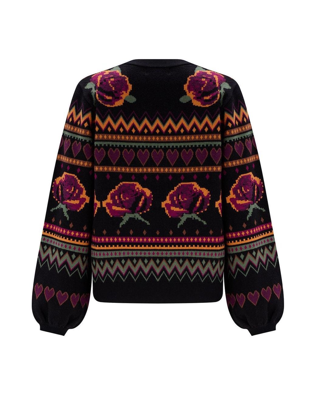 Sugarhill Red Adrian Cardigan Roses