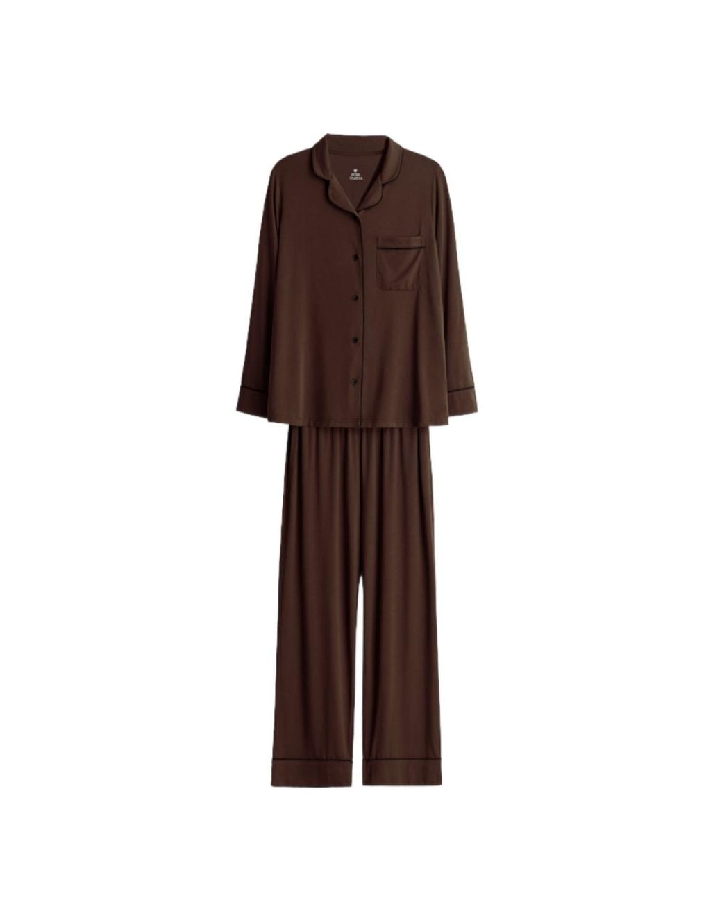 Pure Parima Brown Soft-Knit Long Sleeve Pajama Set