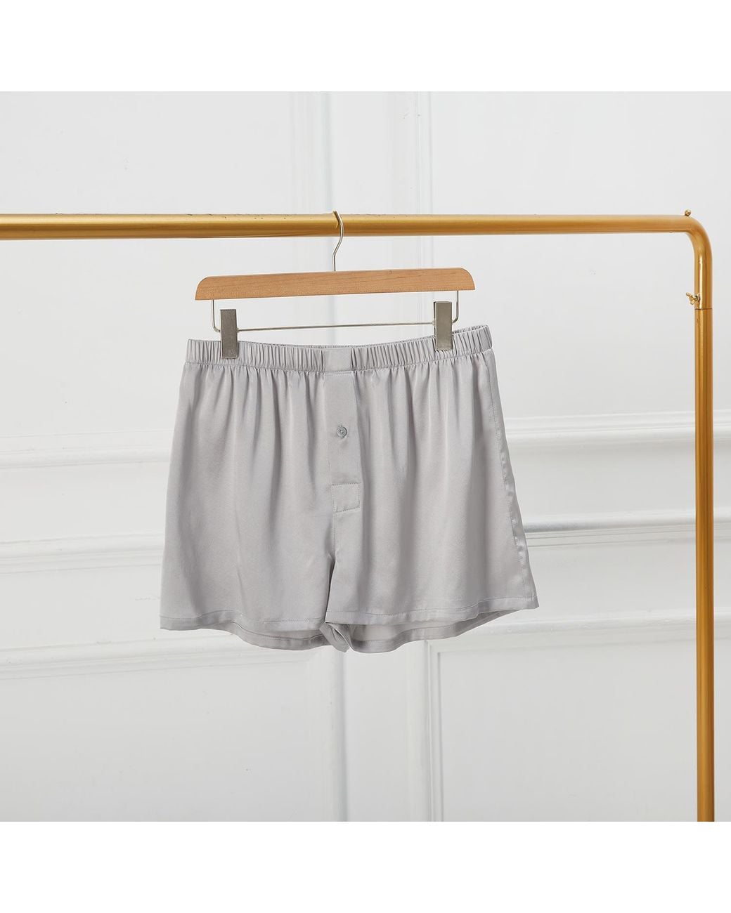Soft Strokes Silk Gray Pure Mulberry Silk Boxers for men