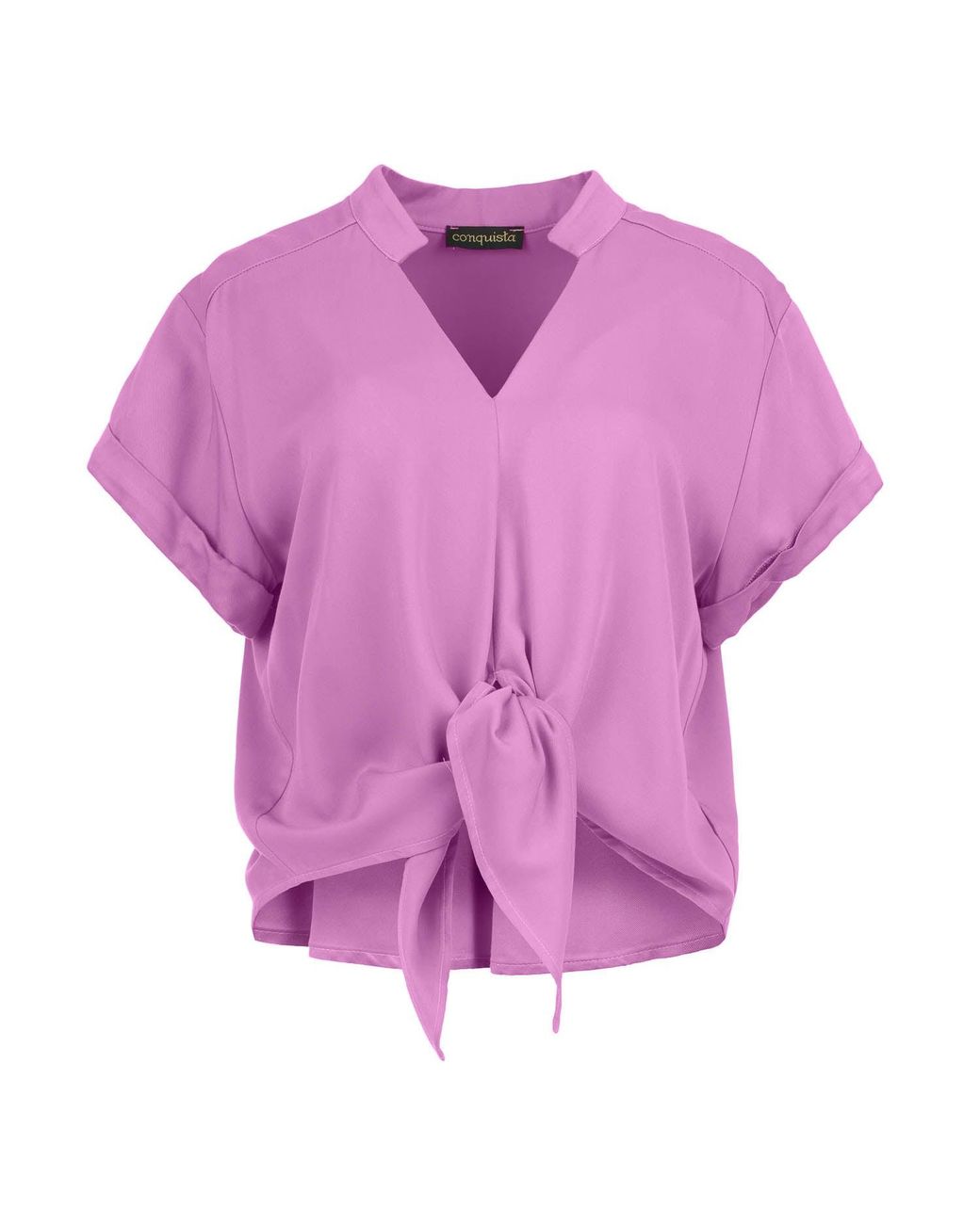 Conquista Purple Dream Viscose Tie-Front Blouse