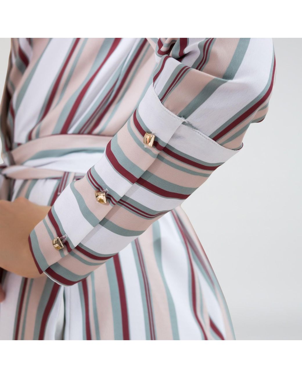 Smart and Joy Blue Striped Midi Wrap Dress