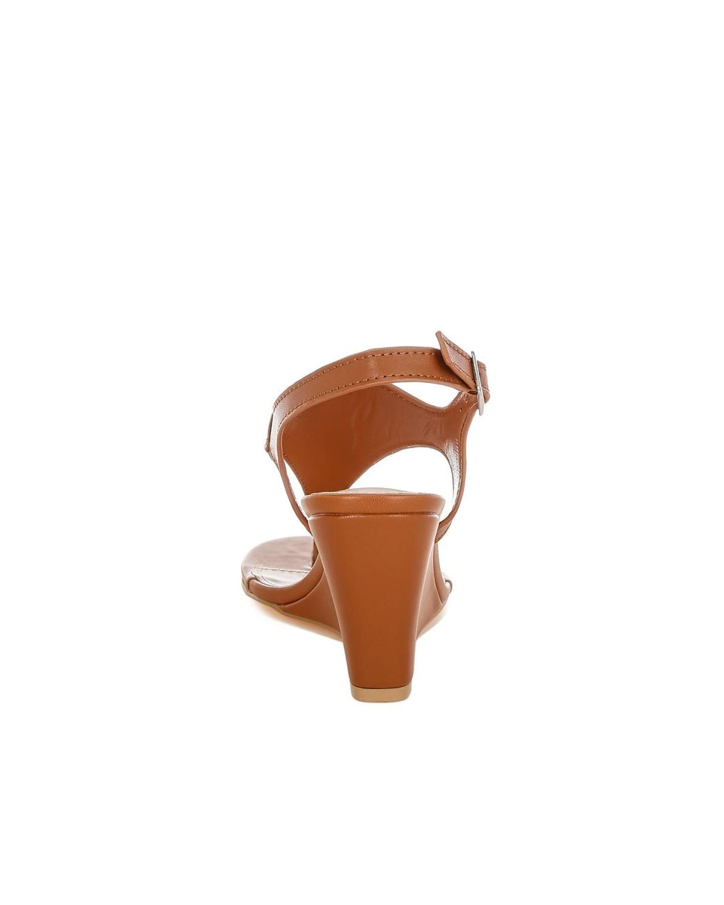Rag & Co Brown Wami Real Leather Wedge Heel Sandals