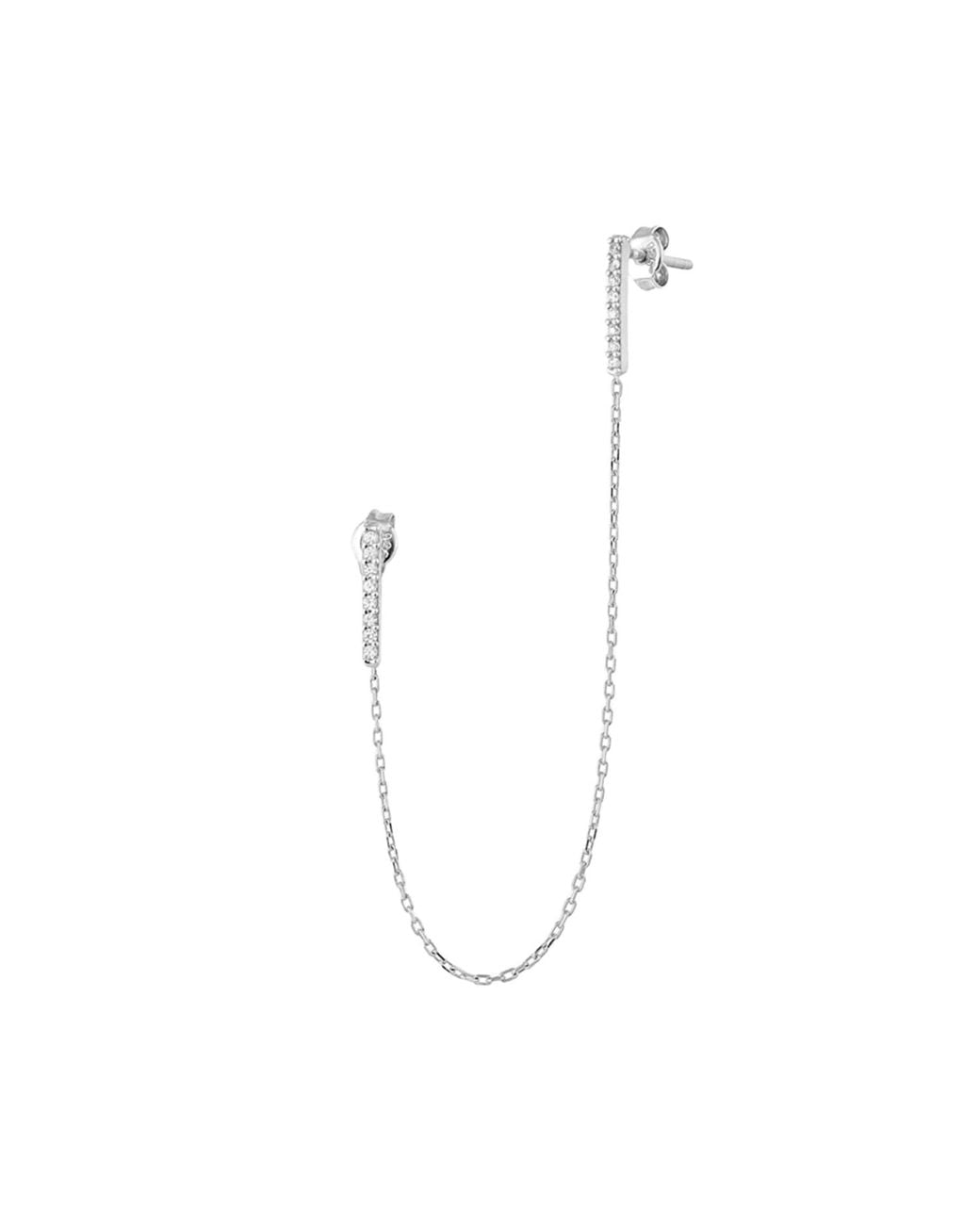 Spero London Brown Chained Bar Chain Earring Sterling