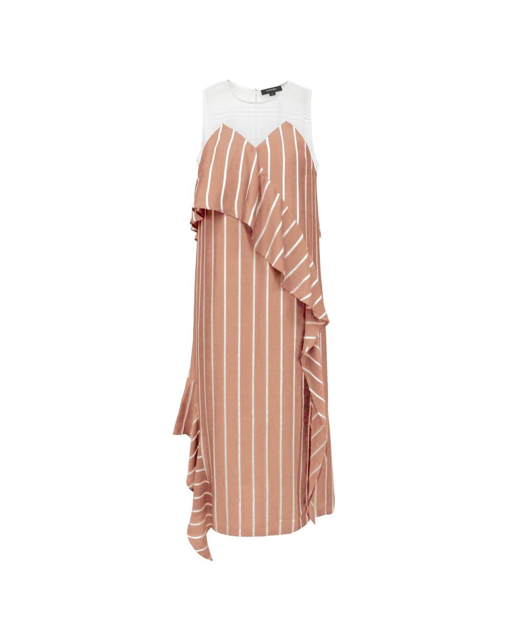 Smart and Joy Pink Neutrals Stripes Assymetric Midi Dress