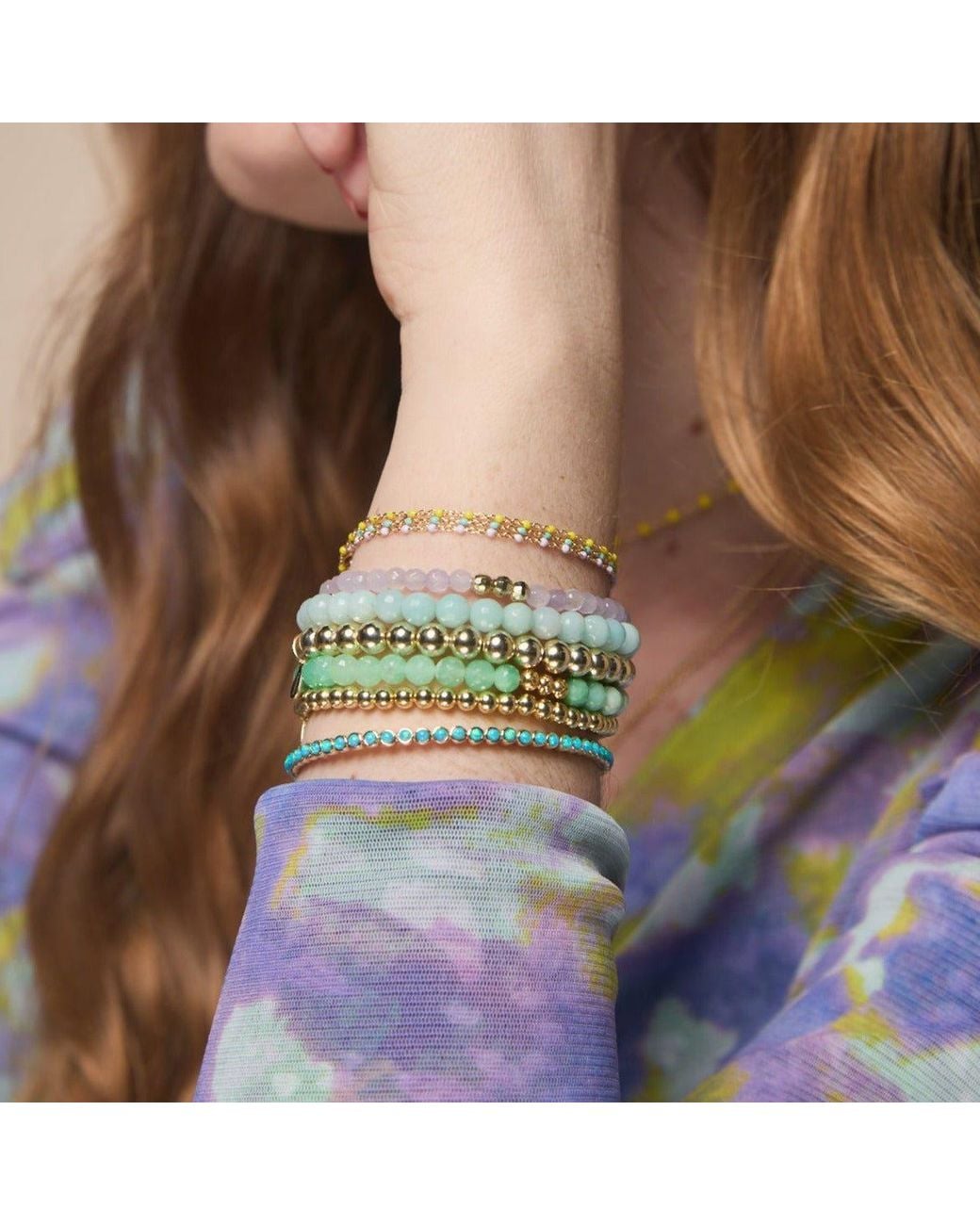 KAMARIA Metallic Enamel Beaded Chain Bracelet