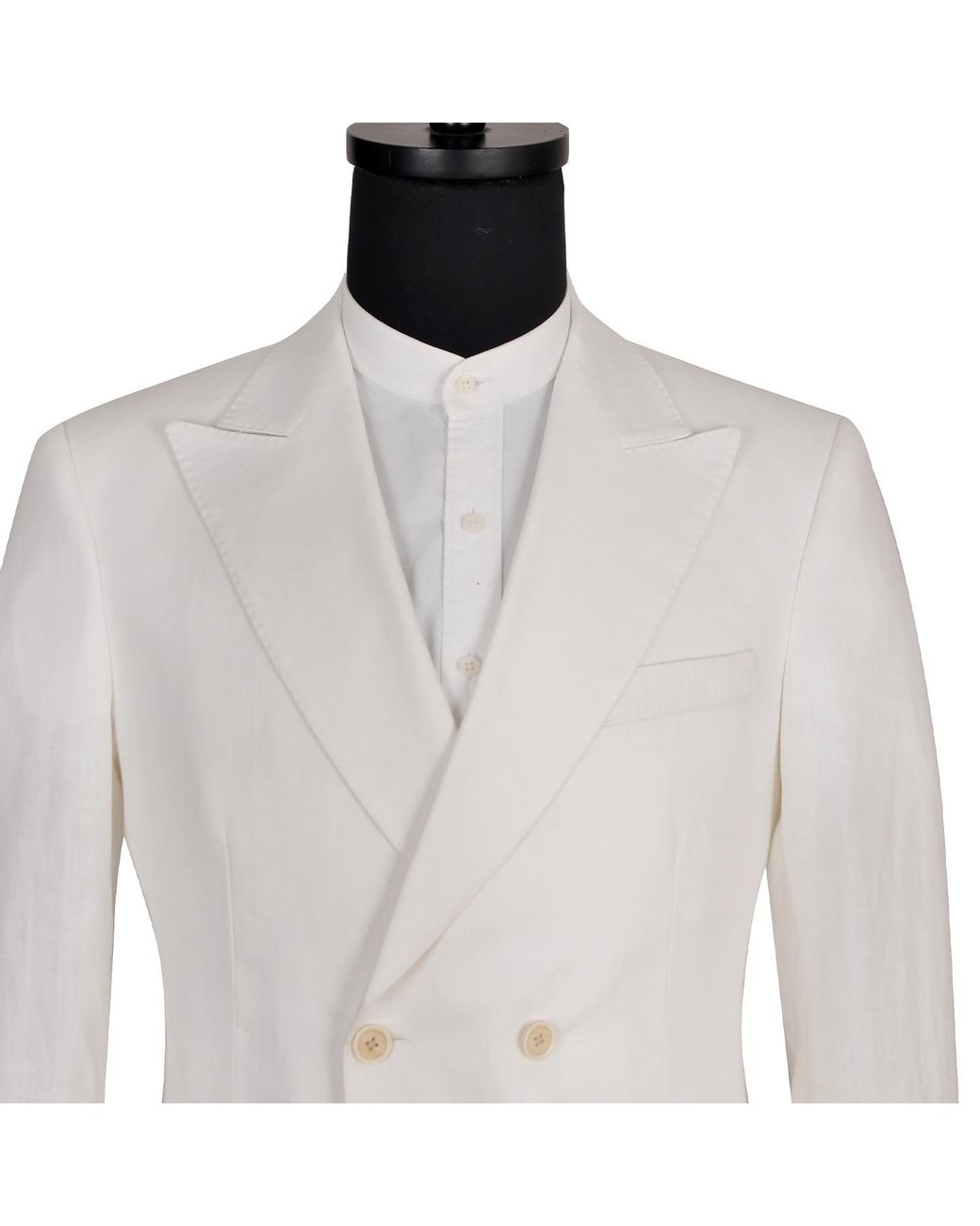 DAVID WEJ White Hugo Linen Double Breasted Blazer for men