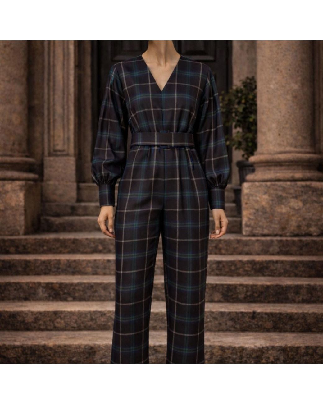 NUMBAT Blue Hazel Tartan Jumpsuit