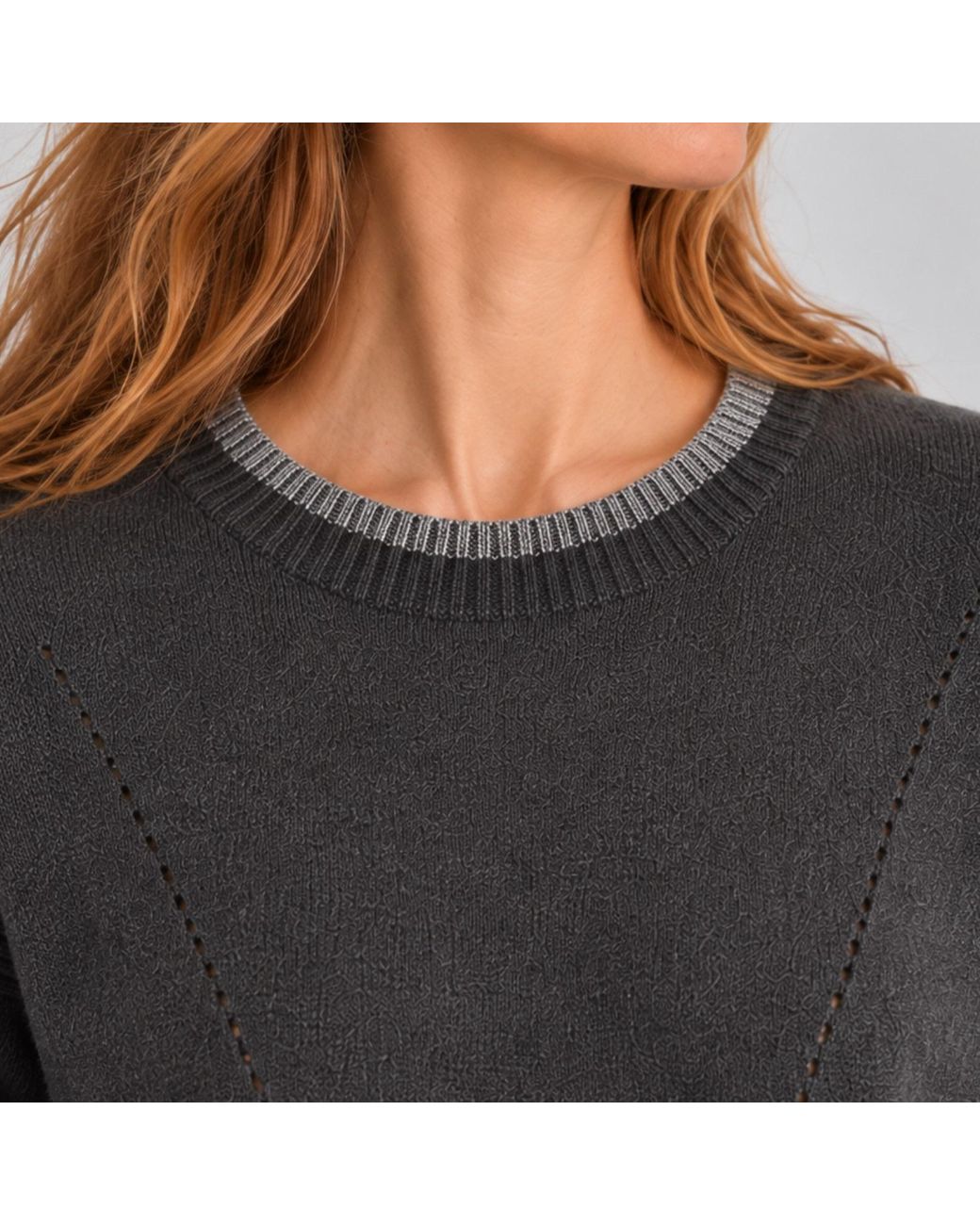 Nuvv Collection Black Wool And Cashmere Blend Round Necked Knit Sweater