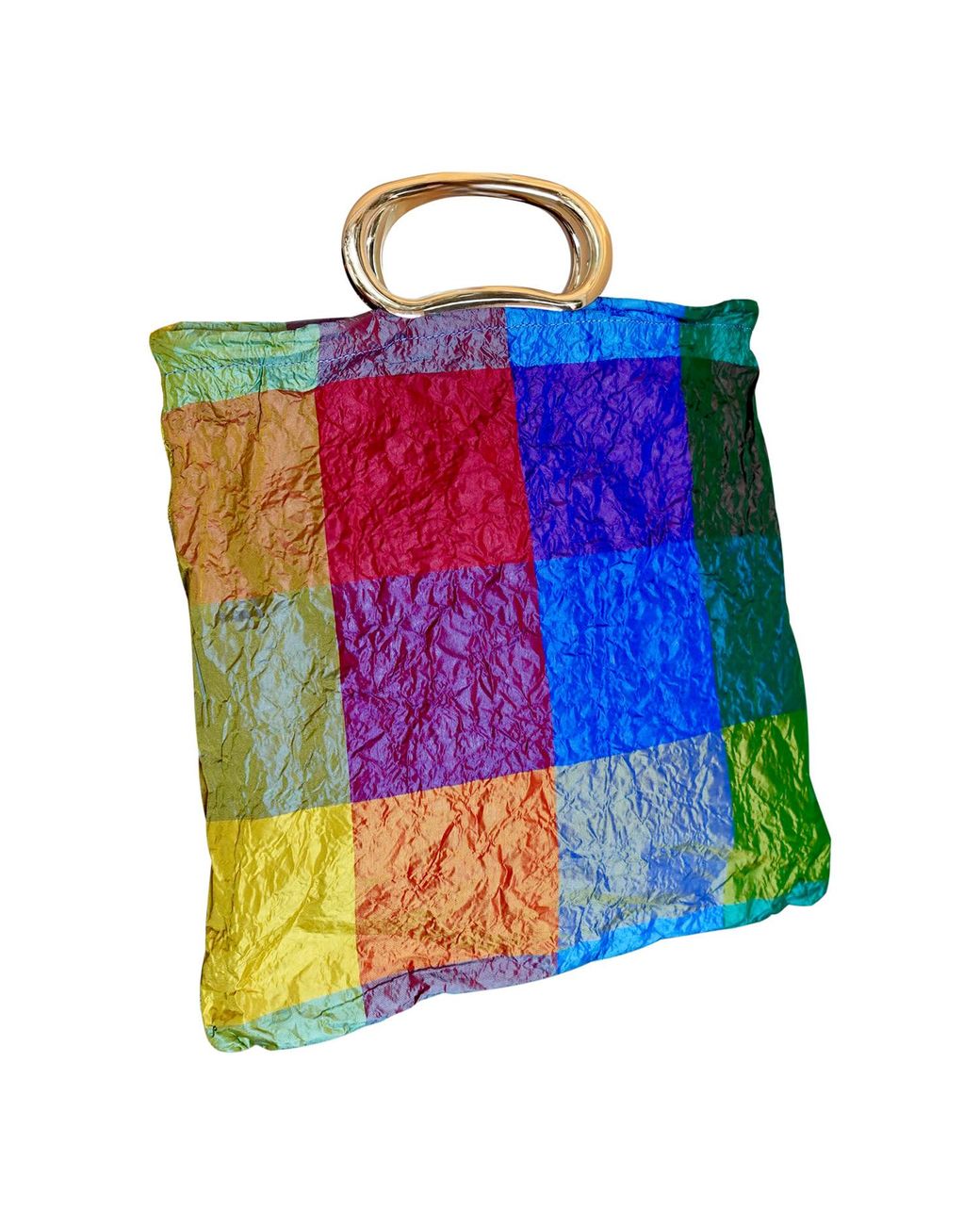 Romer Millinery Blue Morphy Moldable Clutch Bag Color Block Silk