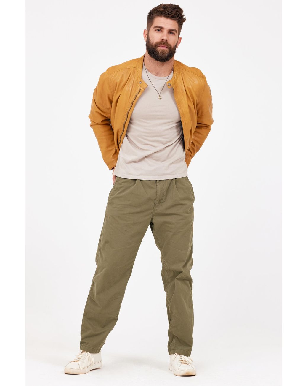 Mauritius Orange Lightweight Leather Jacket Solvic for men