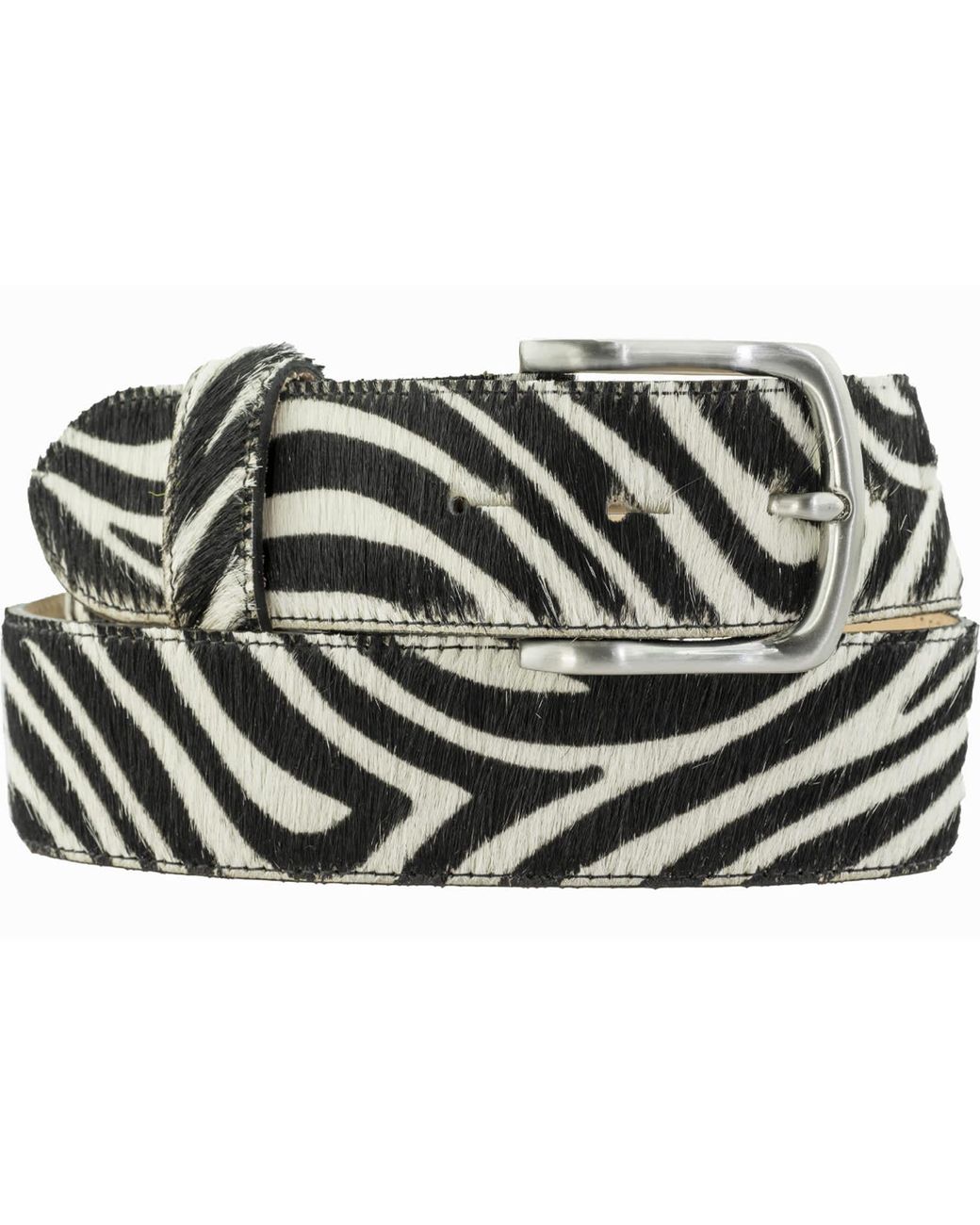 Peachy Belts Ltd Metallic Zebra Cowhide Belt & Detachable Chunky Oval Buckle