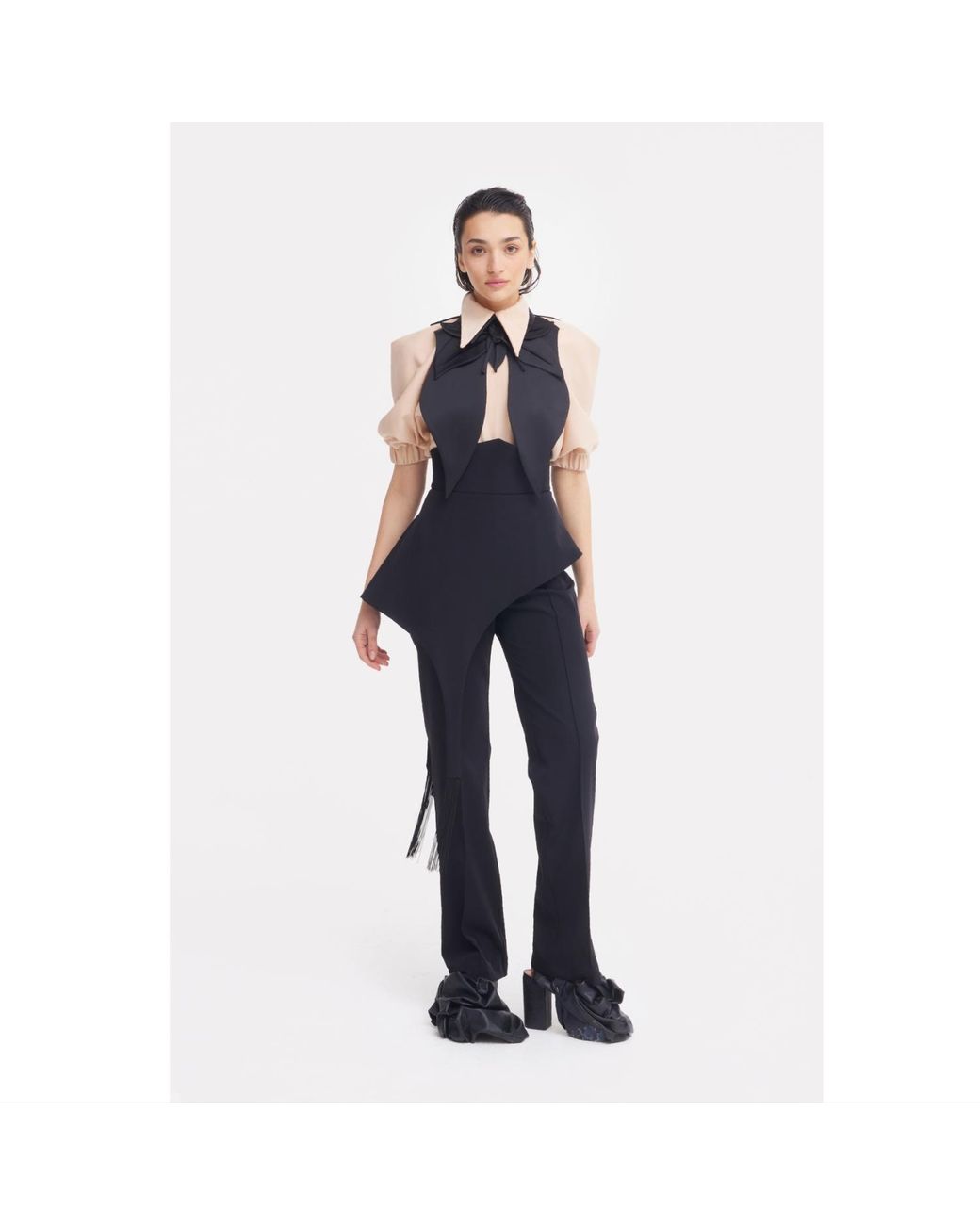 Julia Allert Black Full-Length Tailored Straight Leg Pants With Back Zipper