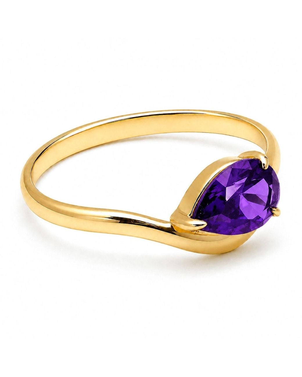 Belinda Jewelz Purple Amethyst Wavy Solitair Birthstone Ring