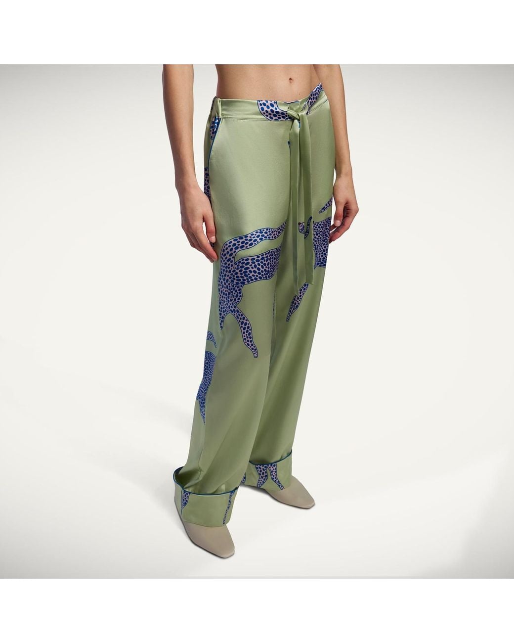 Pola Brand Green Silk Pyjama Bottoms