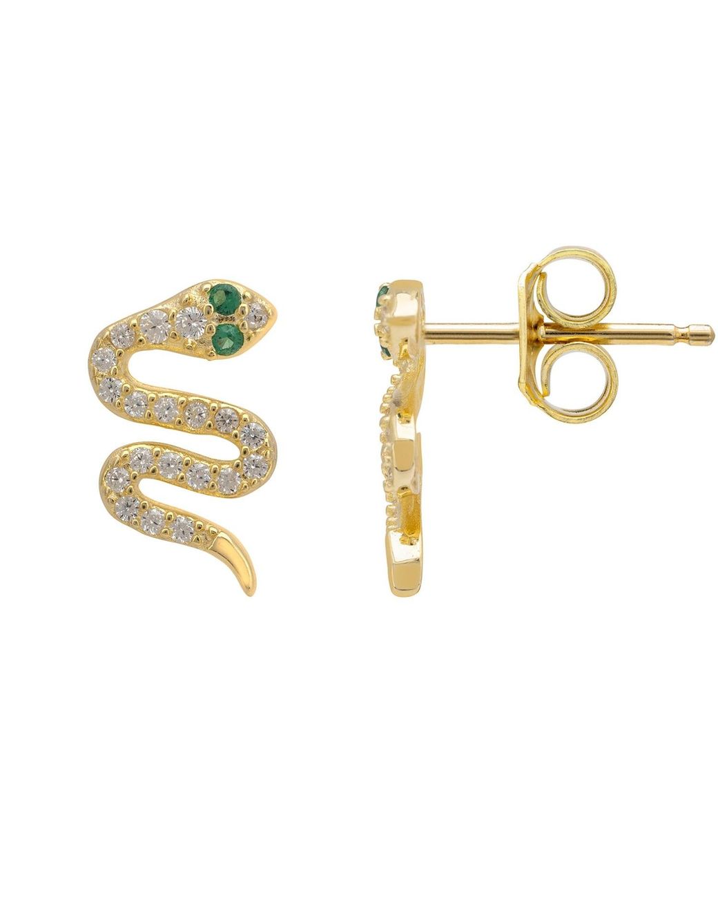Latelita London Metallic Slither Snake Stud Earrings Cz
