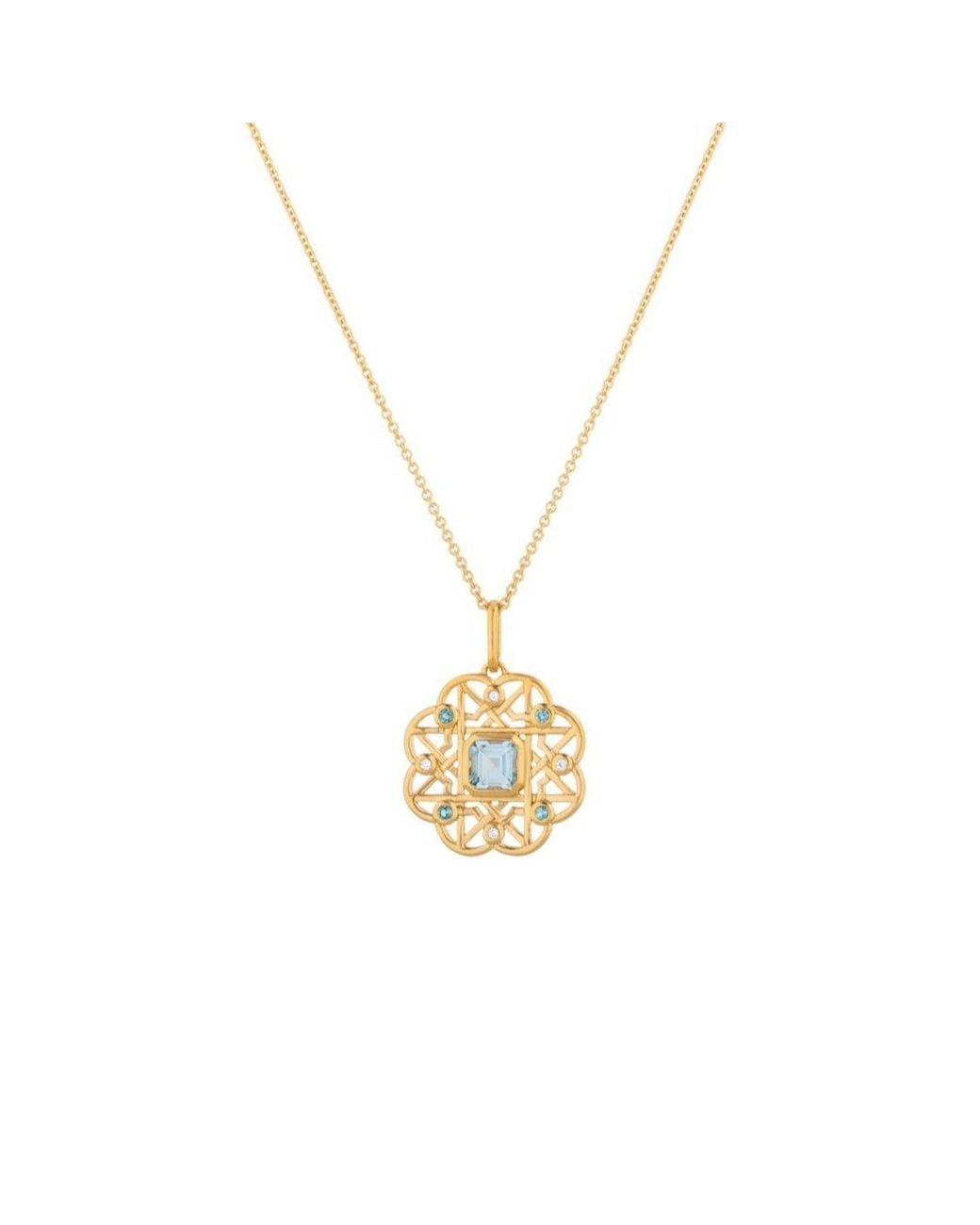 Lulu B London Metallic Topaz Gemstone Flower Necklace