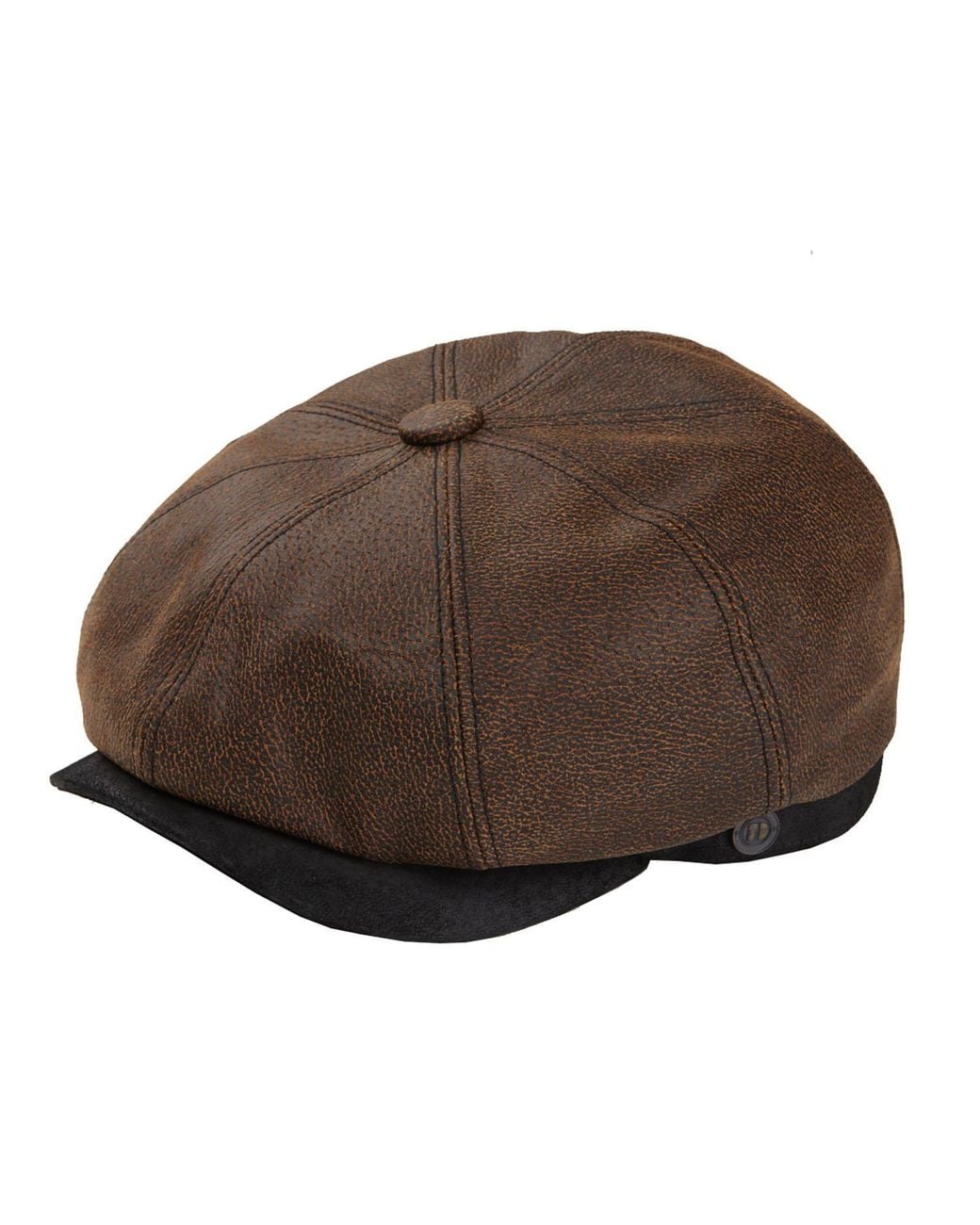 Dasmarca Hats Brown Oliver Rust Leather Bakerboy Newsboy Peaky Cap For for men