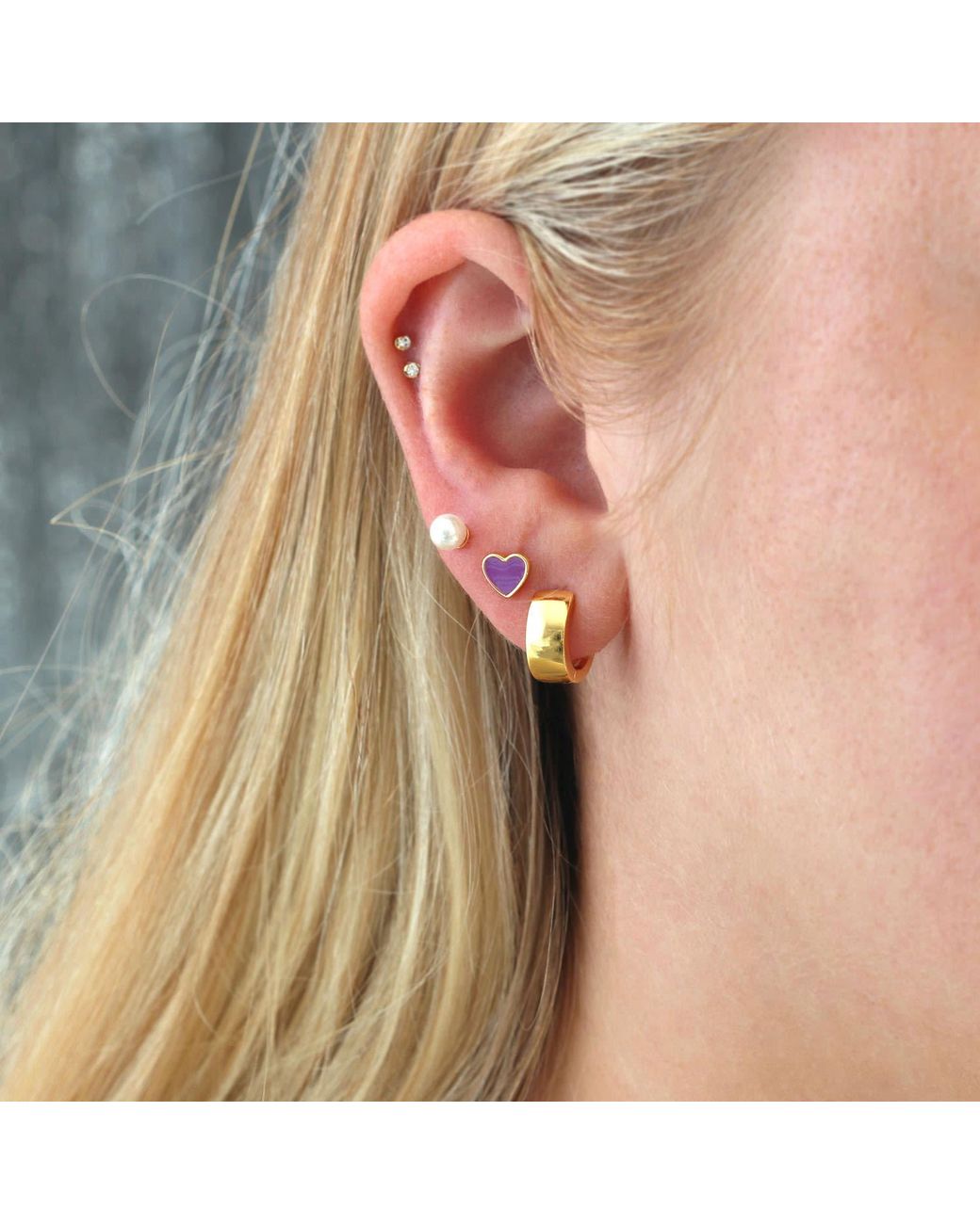 Kris Nations Metallic Wide Hinged Huggie Hoop Earrings Vermeil