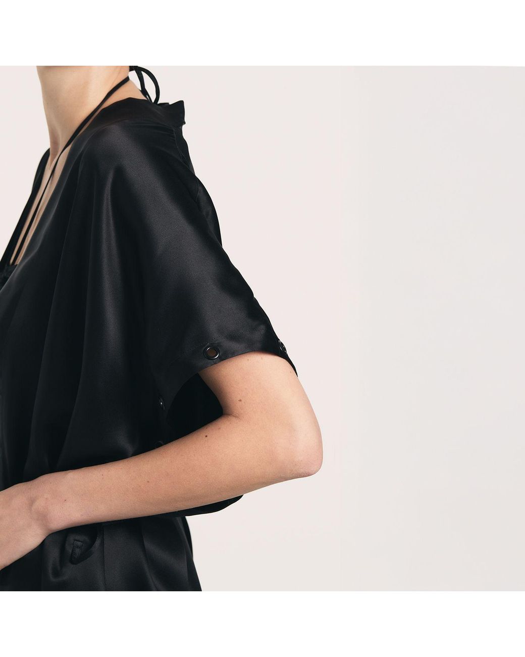 Lunatic Femme Black Stroke Of Midnight Silk Kimono Robe