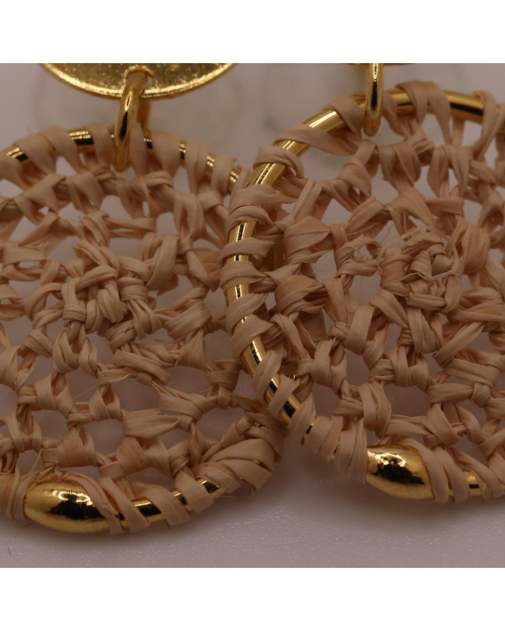 Nart Nature Making Art Metallic The Small Dreamcatcher Buriti Natural Fiber Earrings